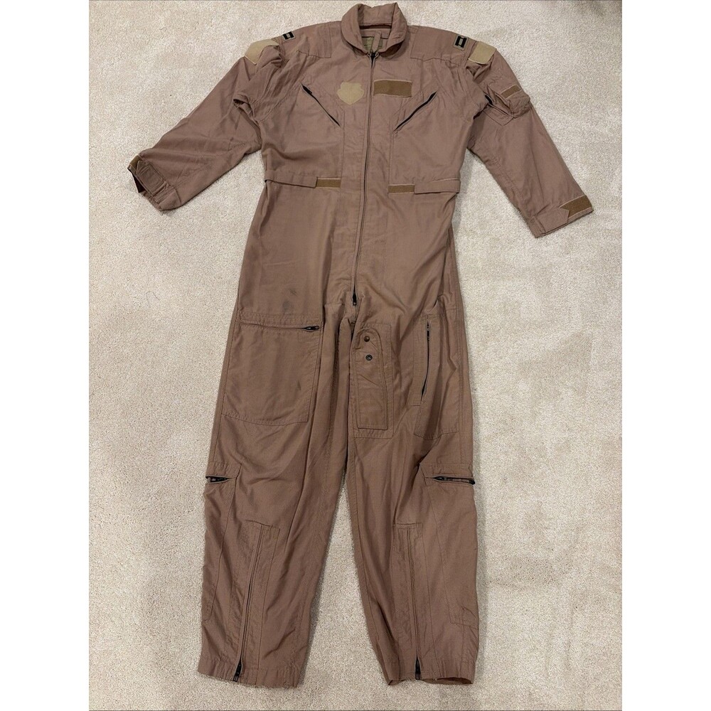 Mens Tan Military Flyers Coveralls Jumpsuit CWU-27/P  Sz 44R 8415-01-452-5031